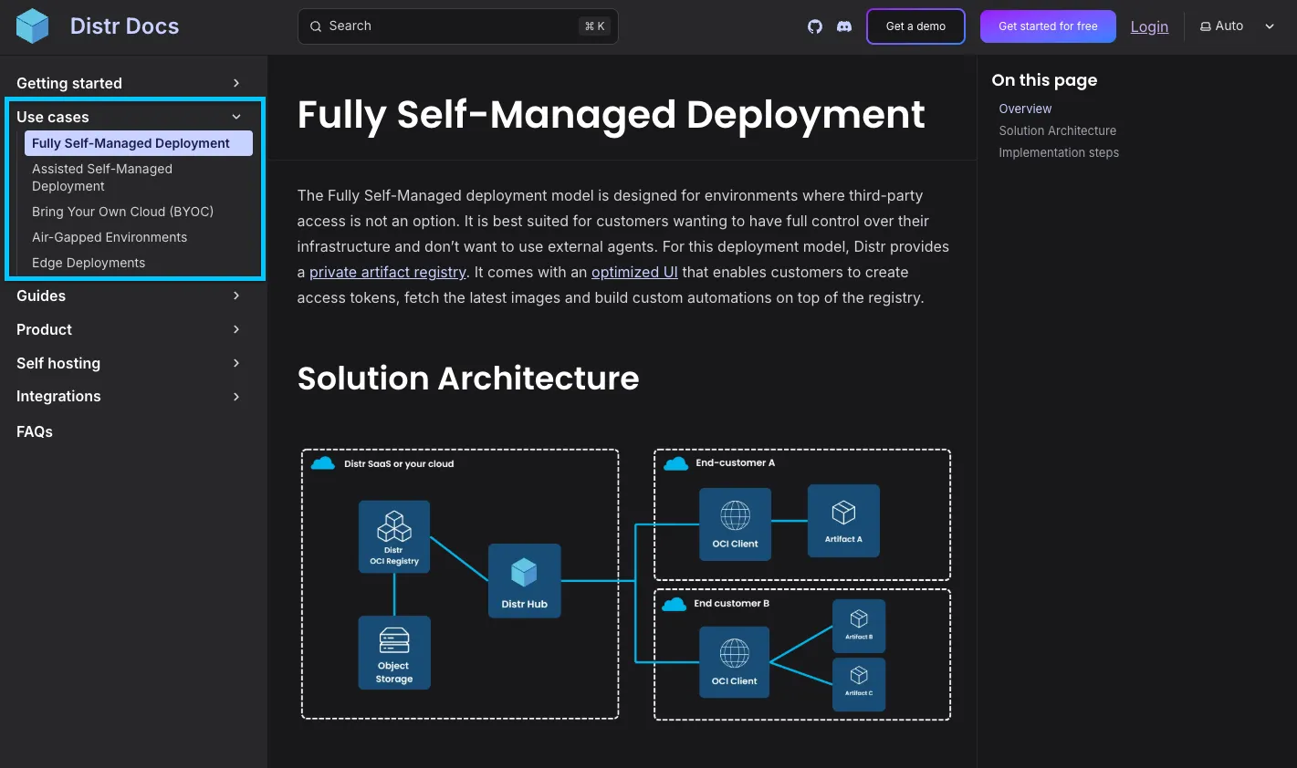 Screenshot of the Distr
docs