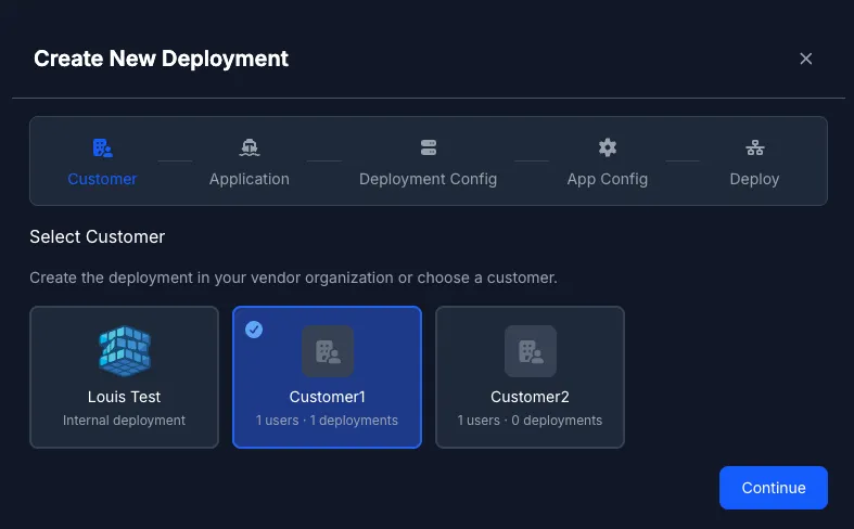 Select Customer step