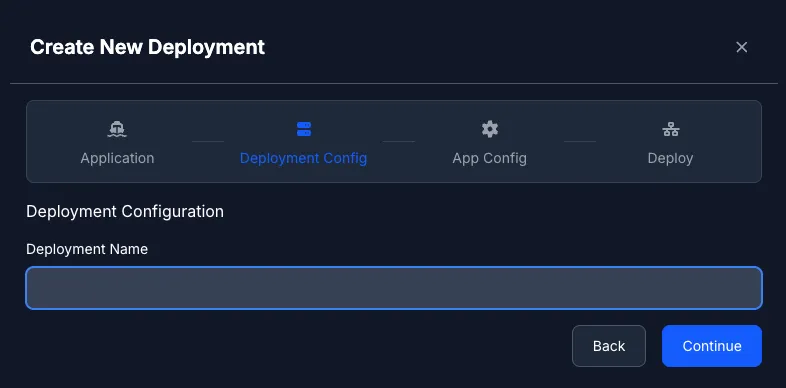 Deployment Configuration step