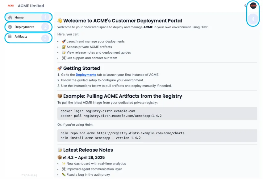 Deployments interface