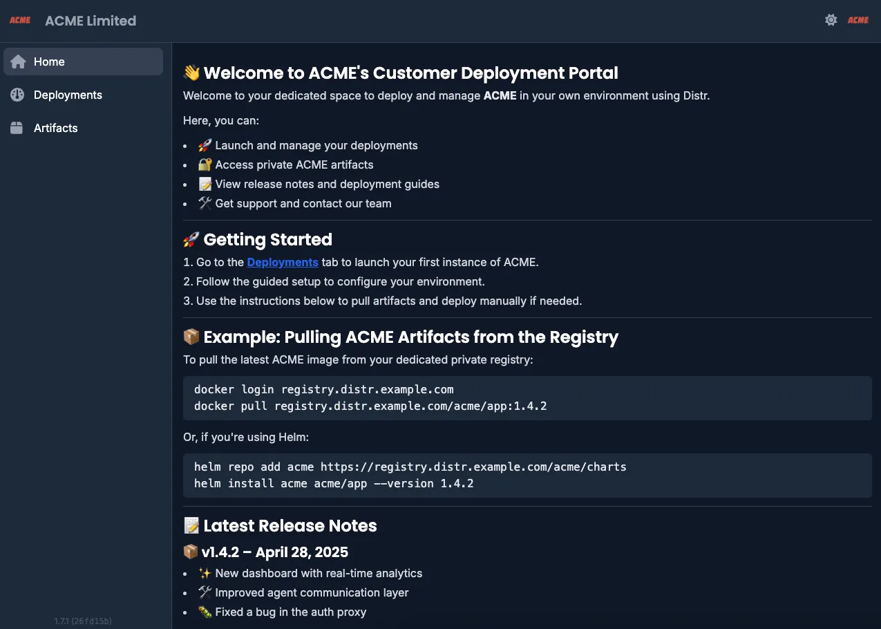 Deployments interface