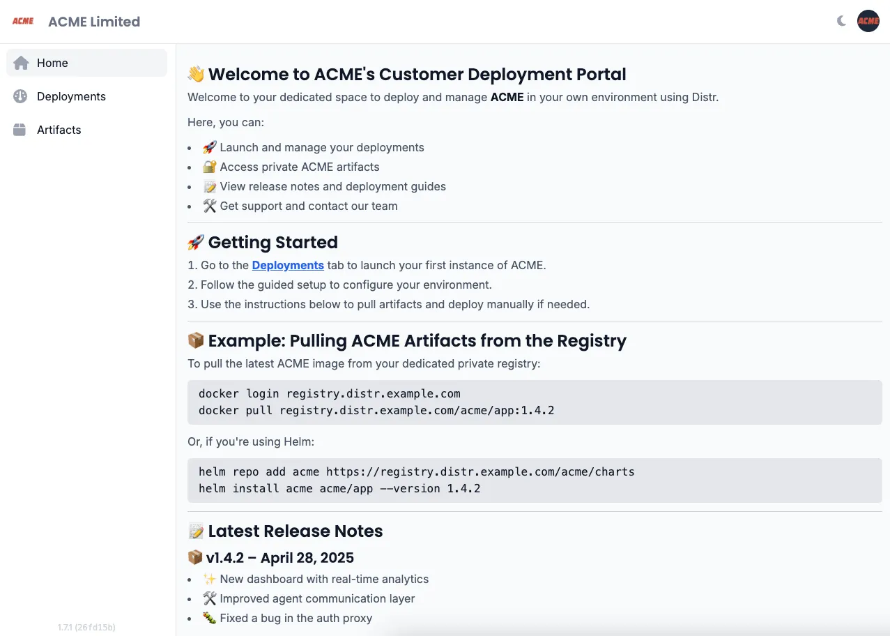 Deployments interface