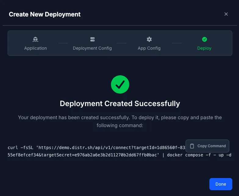Deployment success page