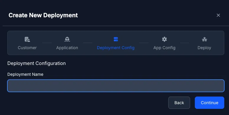 Deployment Configuration step
