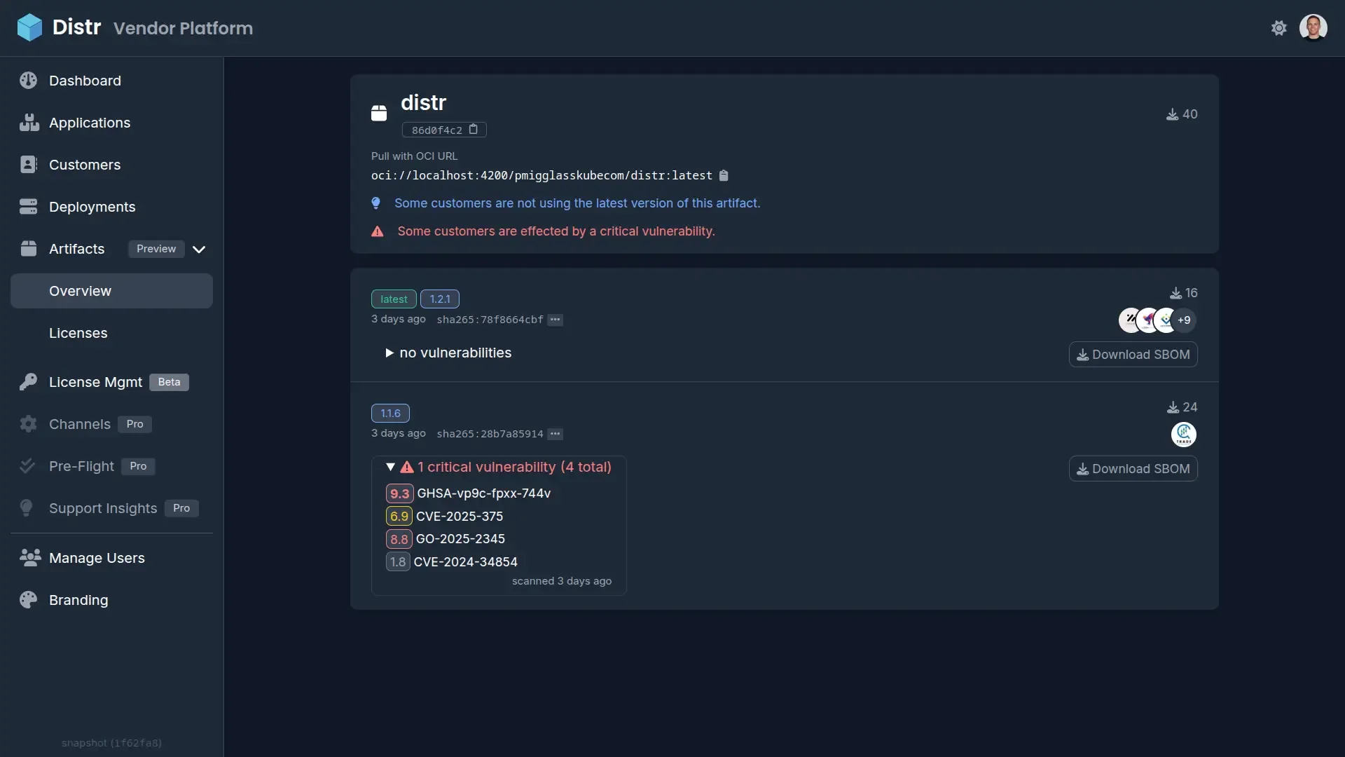 Distr OCI registry for self-managed artifact distribution
