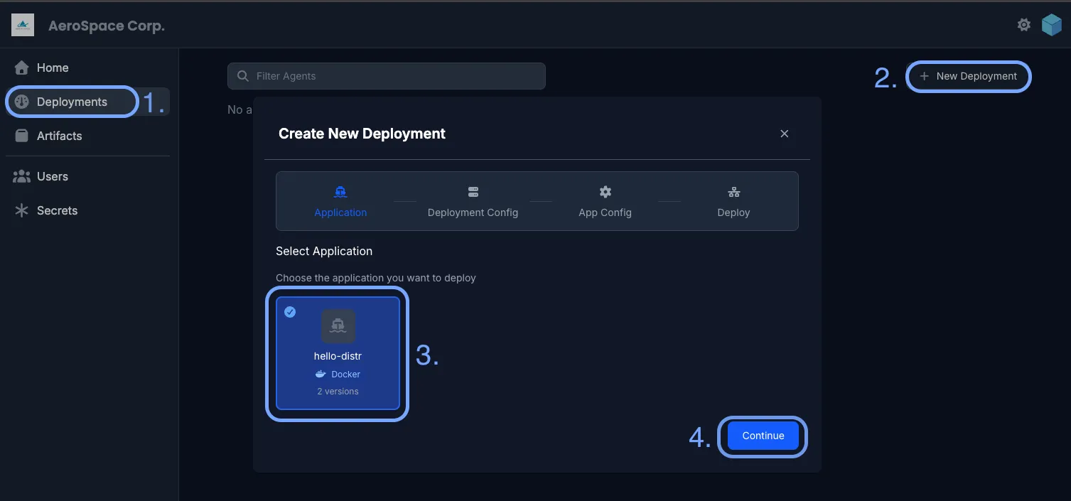 Select Application step