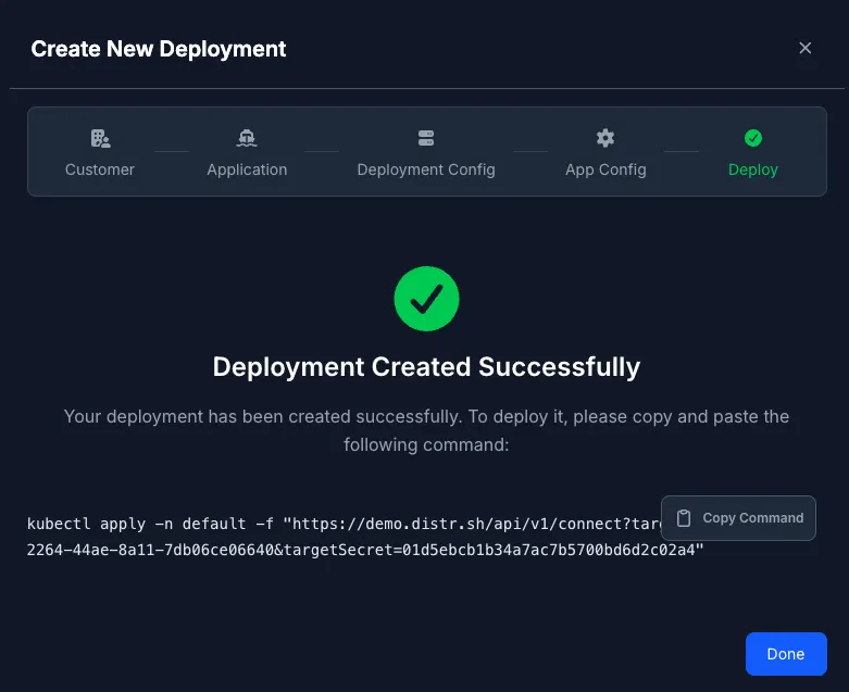 Deployment success page