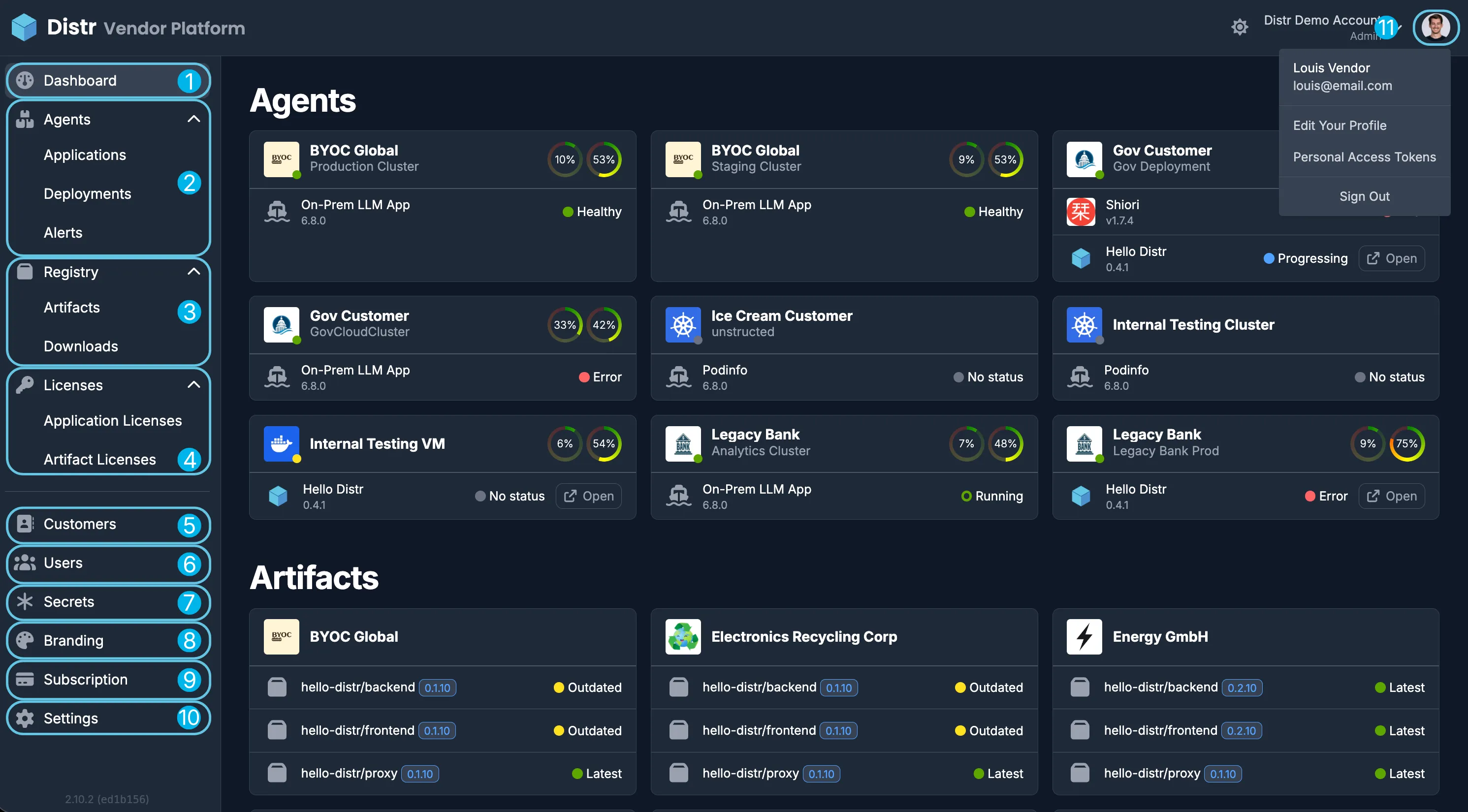 Deployments interface