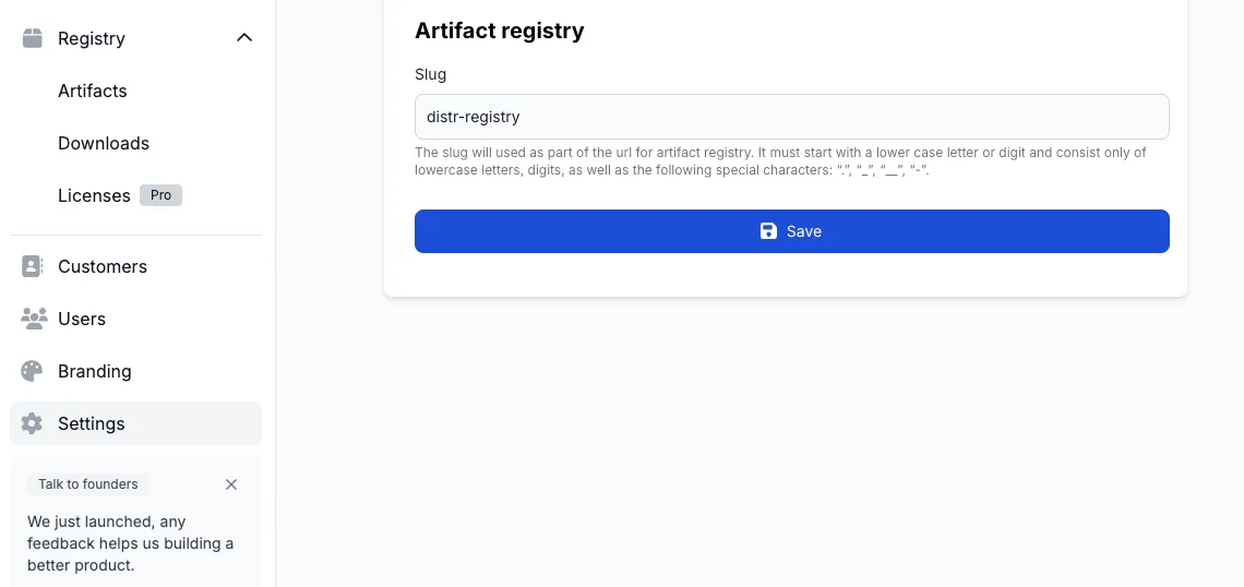 Registry slug configuration