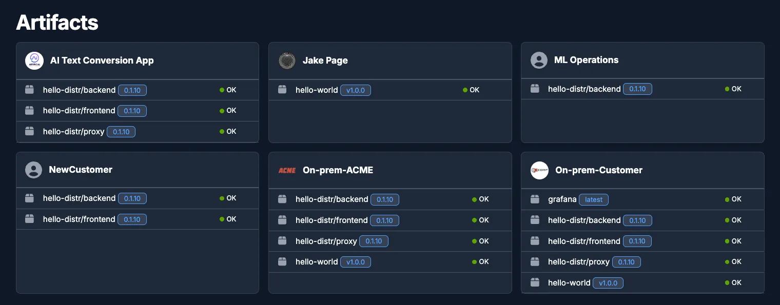 Deployment tracking UI