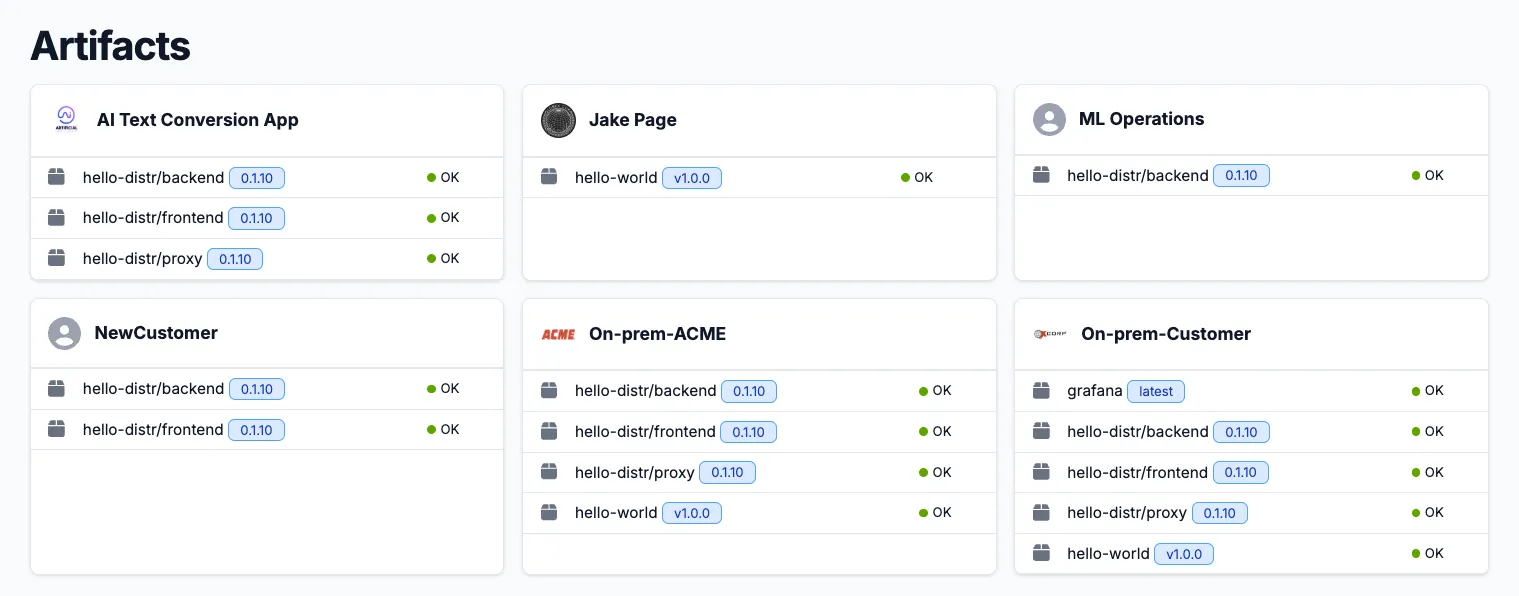 Deployment tracking UI
