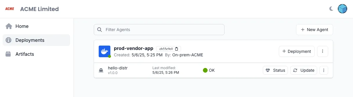 Artifact details view