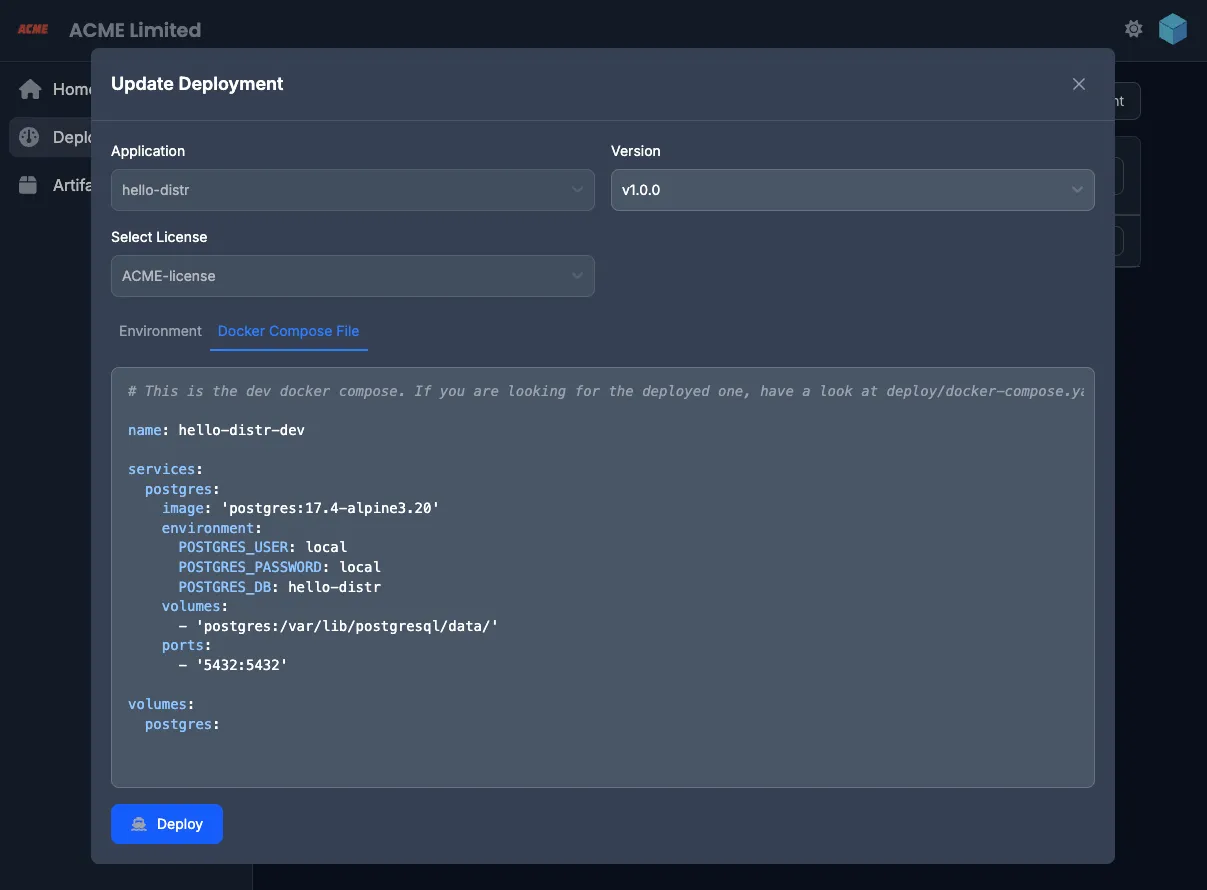 Artifact details view