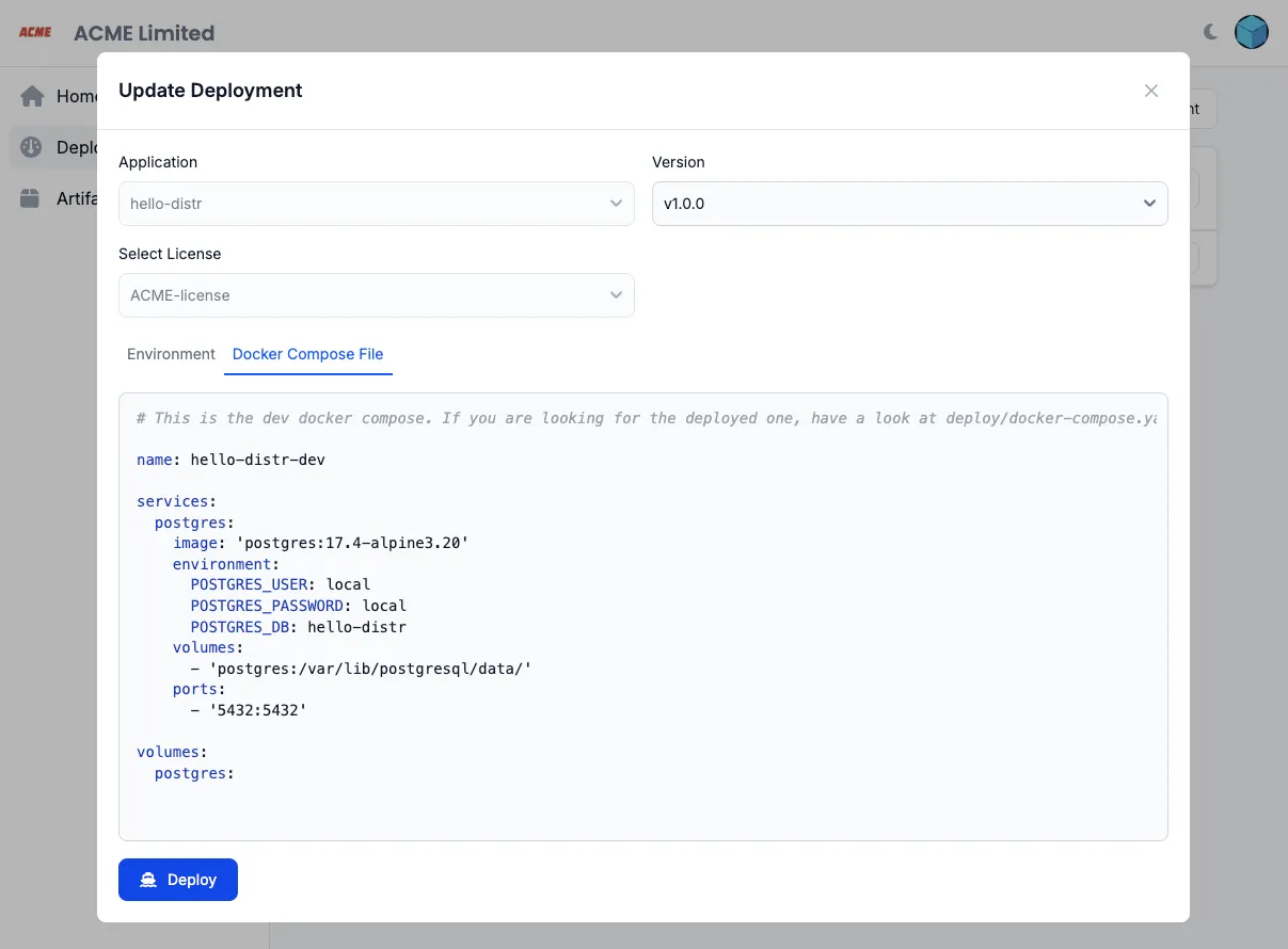 Artifact details view